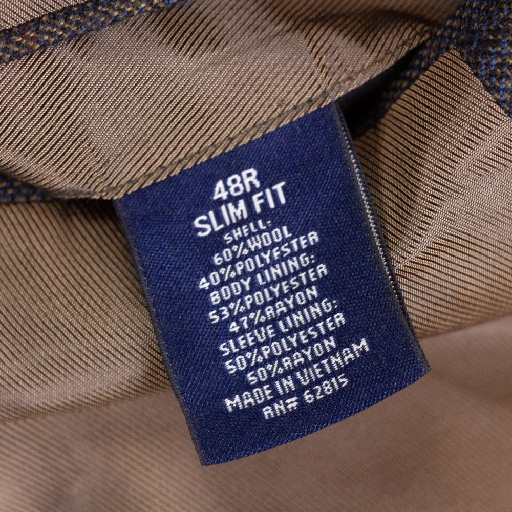 Stafford Sport Coat Blazer Mens 42R Slim Fit Brown Plaid Suede Elbow Patches